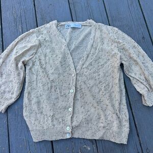 Zara Gold Mesh cardigan bloggers favorite with details size S